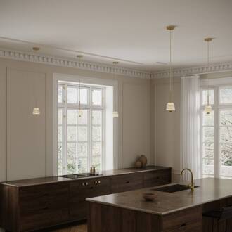 Nuura LED hanglamp Asteea 1, Ø 12 cm, messingkleurig/helder satijnmessing, helder