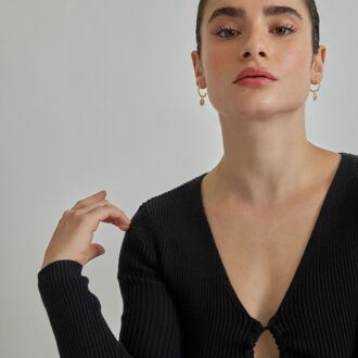 Nyahau Oorbellen met Paars Kristal afgewerkt in 18K geel goud - One Size