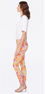 NYDJ Alina Skinny Ankle Jeans Print Premium Denim | Beach Garden Clementine Oranje - 40 (Taille)