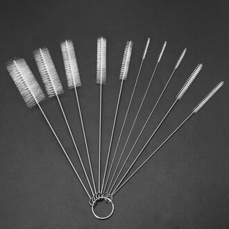Nylon Borstel Set Roestvrijstalen Wassen Test Tube Tool Fles Cleaner wit