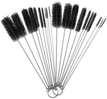 Nylon Borstel Set Roestvrijstalen Wassen Test Tube Tool Fles Cleaner zwart
