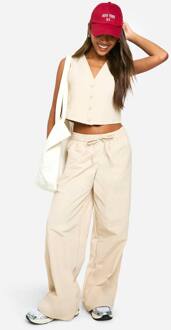 Nylon Broek Met Strik In De Taille, Stone - 38