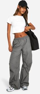 Nylon Broek Met Wijde Pijpen Cargo, Charcoal - 40