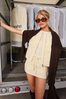 Nylon Cargo Tank Met Ritssluiting, Butter - 42