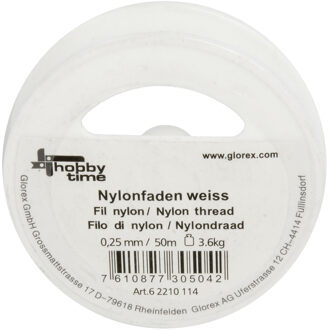 Nylon draad - wit - 0.25 mm x 50 meter