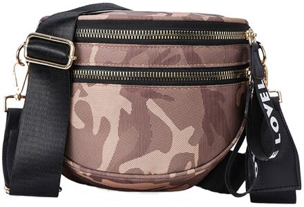 Nylon Fanny Heuptas Vrouwen Halve Cirkel Casual Rits Vrouwelijke Borst Crossbody Pack Messenger Bags Sling Borst Pakken koffie