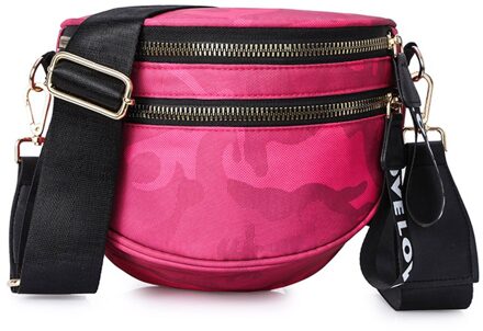Nylon Fanny Heuptas Vrouwen Halve Cirkel Casual Rits Vrouwelijke Borst Crossbody Pack Messenger Bags Sling Borst Pakken Roze