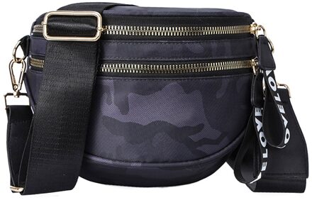 Nylon Fanny Heuptas Vrouwen Halve Cirkel Casual Rits Vrouwelijke Borst Crossbody Pack Messenger Bags Sling Borst Pakken zwart