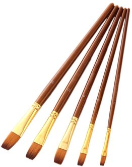 Nylon Haar Olie Kwast Pen Set Houten Handvat Aquarel Acryl Schilderen Art Penselen voor Kunstenaars Schilders Beginners flat