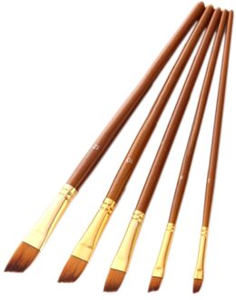 Nylon Haar Olie Kwast Pen Set Houten Handvat Aquarel Acryl Schilderen Art Penselen voor Kunstenaars Schilders Beginners schuin