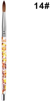 Nylon Hair Nail Brush Glitter Sequin Handvat Kolinsky Acryl Brush Pen Nail Gel Builder Carving Tekening Gereedschap 14