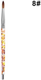 Nylon Hair Nail Brush Glitter Sequin Handvat Kolinsky Acryl Brush Pen Nail Gel Builder Carving Tekening Gereedschap 8