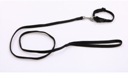 Nylon halsband gevoerd met looplijn 10 mm x 120 cm Fuchsia