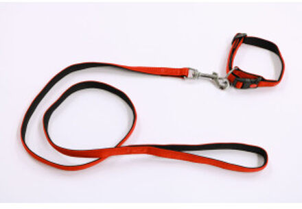 Nylon halsband gevoerd met looplijn 15 mm x 120 cm Fuchsia