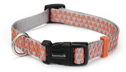 Nylon halsband zilver met orange Triangle - 48-70cm