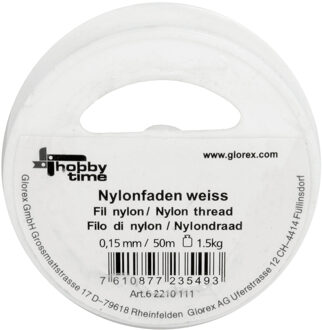 Nylon hobby draad - dun - wit - 0,15 mm x 50 meter