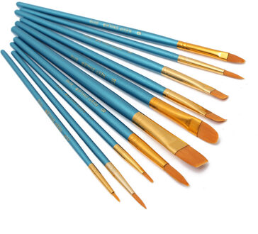 Nylon Houten Handvat Kwast Set Voor Kids Aquarel Gouache Tekening Schilderij Draagbare Lichtgewicht Graffiti Pen Kunst Levert 10stk