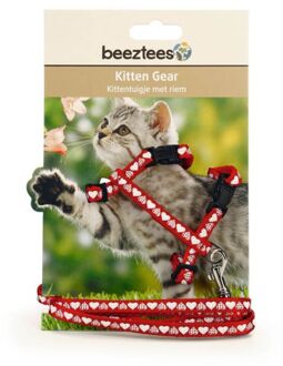 Nylon Kittentuig Hearts Rood 120x10