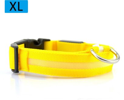Nylon Led Huisdier Halsband Honden Lichtgevende Fluorescerende Halsbanden Night Veiligheid Flashing Glow Kraag In De Dark Dierbenodigdheden Geel