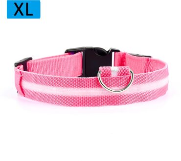 Nylon Led Huisdier Halsband Honden Lichtgevende Fluorescerende Halsbanden Night Veiligheid Flashing Glow Kraag In De Dark Dierbenodigdheden Roze