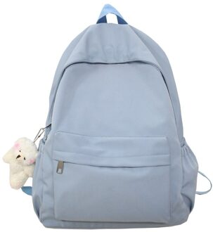 Nylon Mode Rugzak Voor Vrouwen Effen Kleur Eenvoudige Rugzak Preppy Stijl Rugzak Tieners Meisjes Grote Capaciteit Schooltas Pak blauw