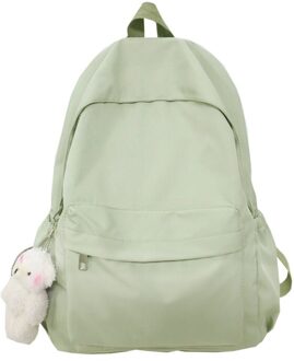 Nylon Mode Rugzak Voor Vrouwen Effen Kleur Eenvoudige Rugzak Preppy Stijl Rugzak Tieners Meisjes Grote Capaciteit Schooltas Pak groen