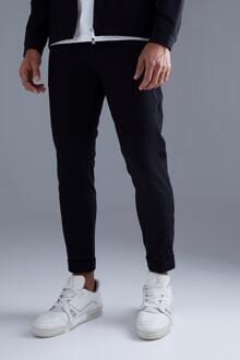 Nylon Slim Fit Broek Met Elastische Taille, Black - XL