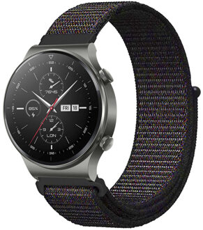 Nylon Smartwatch Bandje voor de Huawei Watch GT 2,Huawei Watch GT 2 Pro,Huawei Watch GT 2e Sport 46 mm - Zwart