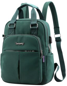 Nylon Solid Dames Rugzakken Grote Capaciteit Multi-Pocket Beauty Vrouwen Rugzak Modemerk Schooltas Voor Tiener Meisjes L * 5 groen