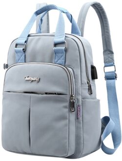 Nylon Solid Dames Rugzakken Grote Capaciteit Multi-Pocket Beauty Vrouwen Rugzak Modemerk Schooltas Voor Tiener Meisjes L * 5 lucht blauw
