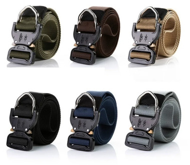 Nylon Tactical Belt For Trousers Metal Buckle Canvas Belts Outdoor Training Belt