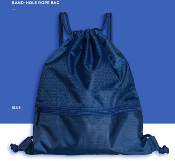 Nylon Waterdichte Tas Trekkoord Rugzak Gym Swim School Sport Schoen Dans Zak Blauw