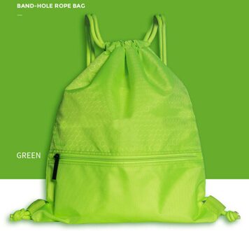 Nylon Waterdichte Tas Trekkoord Rugzak Gym Swim School Sport Schoen Dans Zak Groen