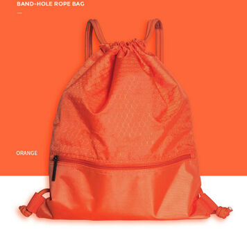 Nylon Waterdichte Tas Trekkoord Rugzak Gym Swim School Sport Schoen Dans Zak Oranje