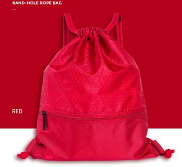 Nylon Waterdichte Tas Trekkoord Rugzak Gym Swim School Sport Schoen Dans Zak Rood