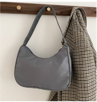 Nylon Zwervers Onderarm Zak Voor Vrouwen Effen Kleur Dames Kleine Schouder Oksel Tassen Vrouwelijke Meisjes Purse Handtassen Grijs