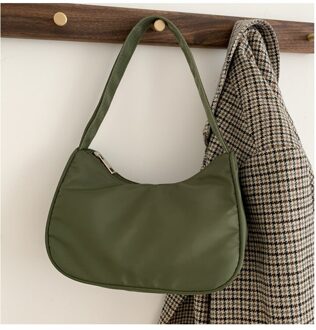 Nylon Zwervers Onderarm Zak Voor Vrouwen Effen Kleur Dames Kleine Schouder Oksel Tassen Vrouwelijke Meisjes Purse Handtassen groen