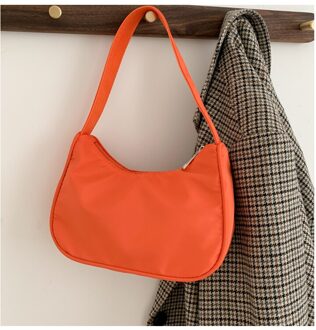 Nylon Zwervers Onderarm Zak Voor Vrouwen Effen Kleur Dames Kleine Schouder Oksel Tassen Vrouwelijke Meisjes Purse Handtassen Oranje