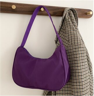 Nylon Zwervers Onderarm Zak Voor Vrouwen Effen Kleur Dames Kleine Schouder Oksel Tassen Vrouwelijke Meisjes Purse Handtassen Paars