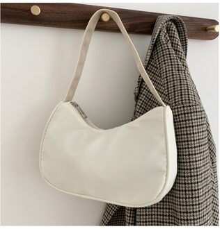 Nylon Zwervers Onderarm Zak Voor Vrouwen Effen Kleur Dames Kleine Schouder Oksel Tassen Vrouwelijke Meisjes Purse Handtassen wit