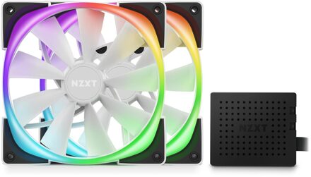 NZXT Aer RGB 2 Twin & Controller - 140mm - 2 pack - Wit