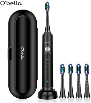 O'BELLA 071B Sonic Electric Toothbrush 48000RPM Time Remind USB Rechargeable Tooth Brushes With 4 Pcs DuPont Replacement Heads