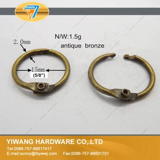 O ring losbladige binder ring goede open ring 10 stks/pakket postcard collection binder ring fabriek 15mm