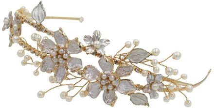 O574 Bridal Crown Bladeren Haar Hoepel Vrouwen Haarband Ceremonie Hoofddeksel Crown Tiara Met Alloy Bloemen Voor Bruiloft