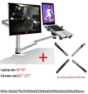 OA-7X Multimedia Desktop Dual Arm 27Inch Lcd Monior Houder + Laptop Houder Stand Tafel Full Motion Dual Monitor Mount arm Stand met AD600