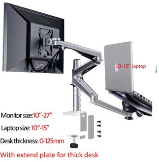 OA-7X Multimedia Desktop Dual Arm 27Inch Lcd Monior Houder + Laptop Houder Stand Tafel Full Motion Dual Monitor Mount arm Stand OA-7X-L