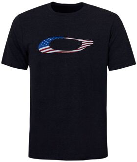 Oakley Korte Mouw Crew Neck Zwart Heren Ellipse USA T-Shirt 457355 02E