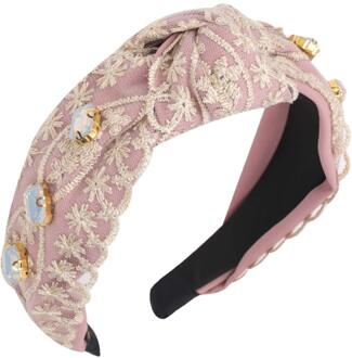 Oaoleer High-End Luxe Haaraccessoires Vrouwen Mesh Kant Holle Diamanten Geknoopt Hoofdband Meisjes Haarband Hoofddeksels 1