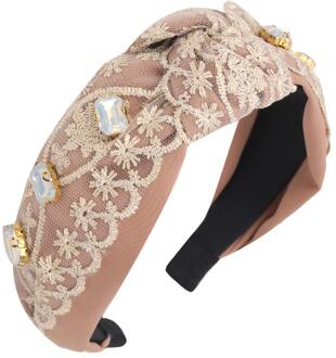 Oaoleer High-End Luxe Haaraccessoires Vrouwen Mesh Kant Holle Diamanten Geknoopt Hoofdband Meisjes Haarband Hoofddeksels 3