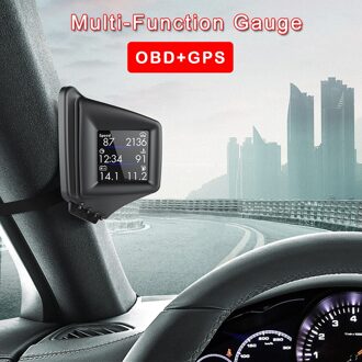 Obd Gps Dual System Head-Up Display Auto Digitale Hud Gps Snelheidsmeter Lcd Overspeed Waarschuwing Time Rpm Turbo Water temperatuur Mpg